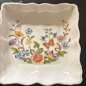 Aynsley Cottage Garden Ring Dish Trinket Tray Floral Butterfly Bone China 6"